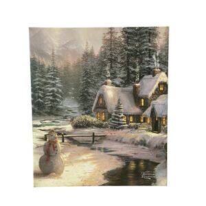 ❌❌ SOLD ❌❌ Thomas Kinkaid "Holiday at Winter's Glen" Print on Canvas